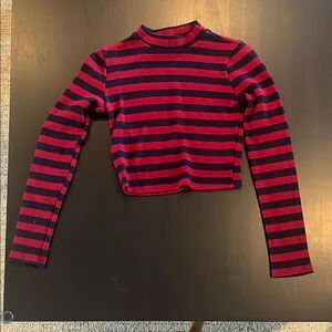 Forever 21 Red and Black Striped Turtleneck Sweater